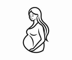 Elegant Line Art Illustration of a Pregnant Woman