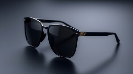 black and gold sunglasses with rectangular dark lenses