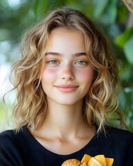 Fototapeta premium Young woman smiling in a natural setting