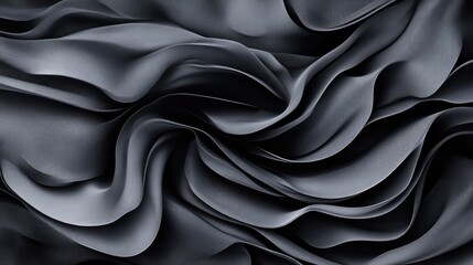Obraz premium Draped, dark grey fabric texture. Intricate folds and ripples