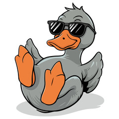Cool Duck Emoji with Sunglasses and Feathers vector