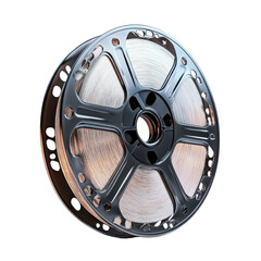Fototapeta premium Film Reel Dark Background Vintage Media Technology isolated on transparent background