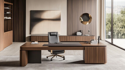 modern minimalist, home office, sleek furniture, clutter-free, interior design, contemporary, workspace, clean lines, stylish decor, functional, minimalism, productive space, neutral tones, organizati