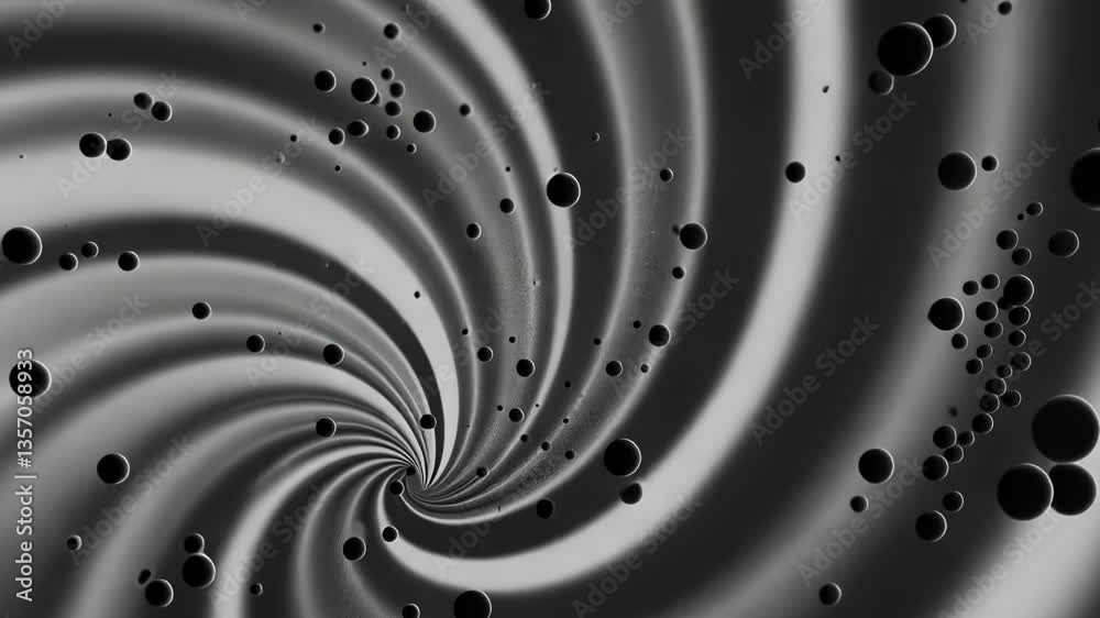 Poster a black space background with many small dots. some of the dots are red, blue, and purple