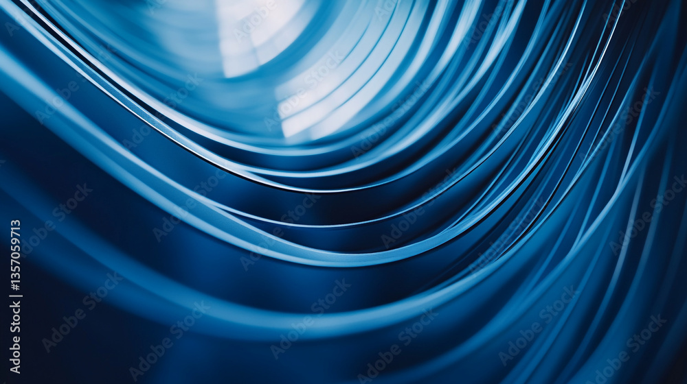 Poster abstract blue waves with light reflections creating a dynamic and flowing composition in the image