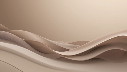 Obraz premium Flowing beige waves abstract composition digital art modern environment aerial view serenity and elegance