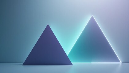 Fototapeta premium Dynamic triangular shapes minimalist studio abstract art soft lighting close-up visual harmony