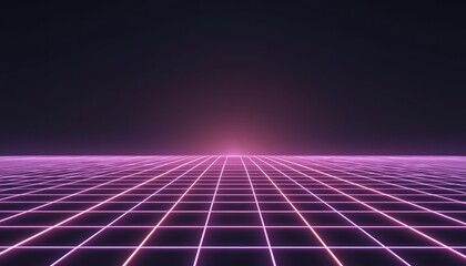 Futuristic grid illumination virtual space digital art abstract environment wide-angle view neon aesthetic