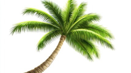 Lush Green Palm Tree on White Background: A Tropical Paradise