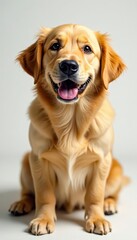 Portrait of golden retriever looking happy on clear background, mammal, retriever, canine