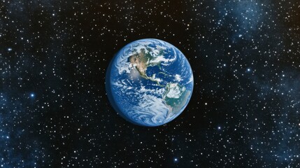 Fototapeta premium A view of Earth from space with stars and the curvature of the planet
