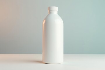 Clean modern white reusable drink container with screw cap and no label, clear, design, object