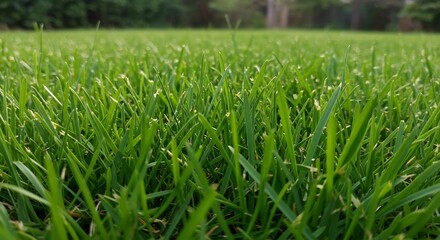 Vibrant green grass close up soft light. AI Generated