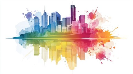 Obraz premium A Colorful Urban Landscape at Dusk: Reflections of a Thriving City