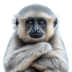 Obraz premium Silvery Gibbon isolated on transparent background