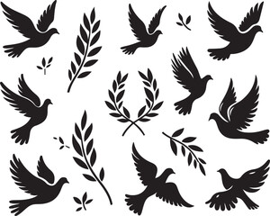 Fototapeta premium Seamless pattern of bird wings and feathers in vector silhouette style