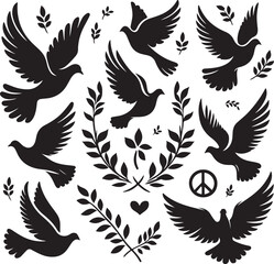 Black wings vector set with various bird-inspired silhouettes