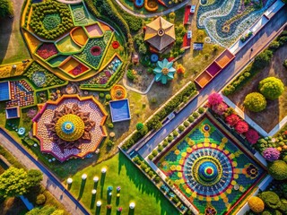 Fototapeta premium Aerial View of Unique Hand-Designed Landscape Art Installation
