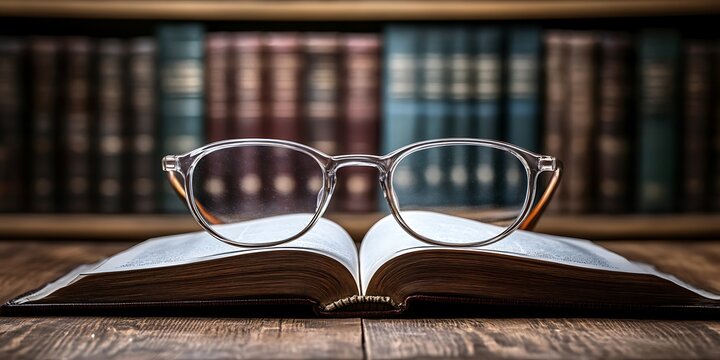 a pair of glasses on top of an open book