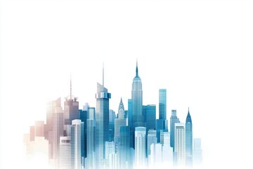 Naklejka premium Urban panorama and modern architecture combine to form a distinctive cityscape skyline that serves as a design background