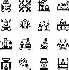 Collection of Laboratory Experiment Linear Icons 
