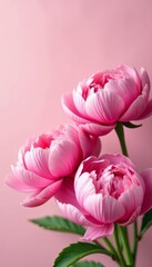 Obraz premium Close-up of blooming peony flowers on soft pastel background, soft, peonies