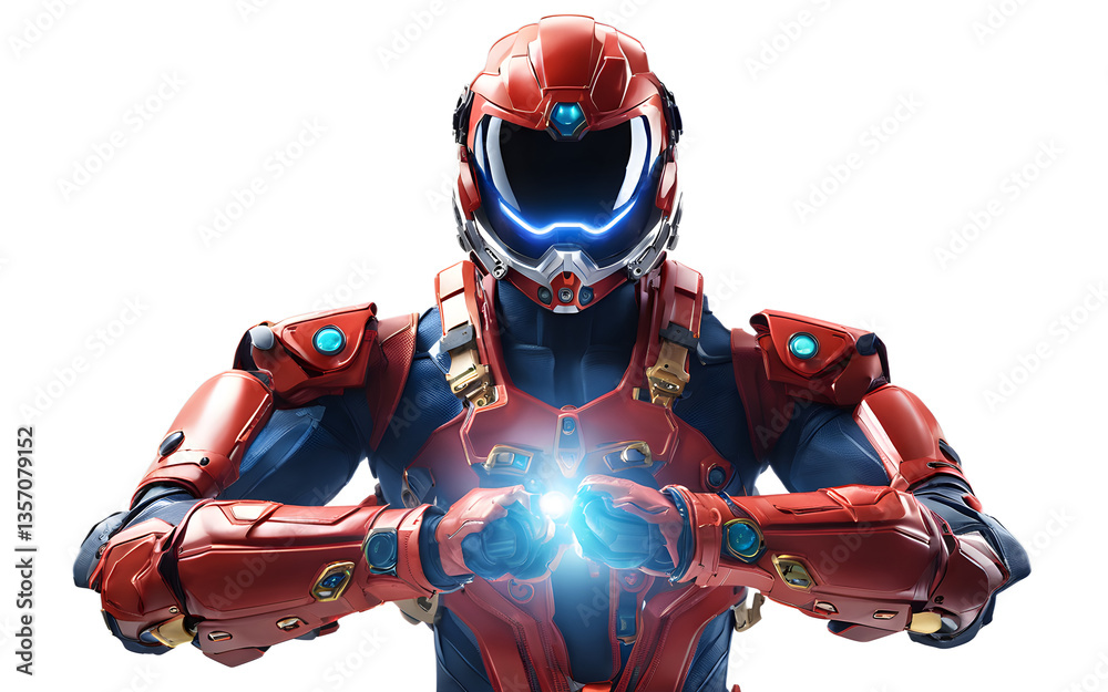 Aufkleber Cosmic ranger equipped with gravity-defying boots and a multi-functional wrist device, isolated on a empty plain background