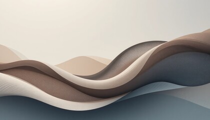 Obraz premium Dynamic abstract waves in soft neutral tones digital art contemporary design minimalist environment artistic viewpoint fluid composition for modern aesthetics