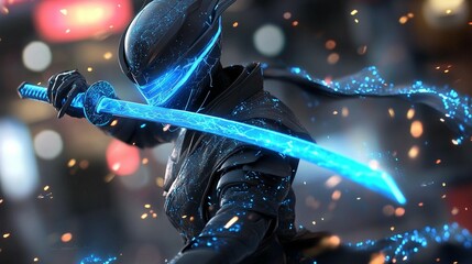 Futuristic Ninja in City Action