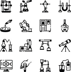 Set of Science Laboratory Linear Icons 