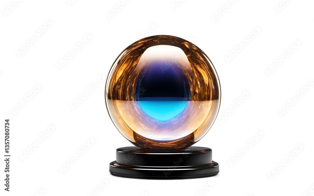 Aufkleber floating energy orb encased in a metallic frame, isolated on a empty plain background