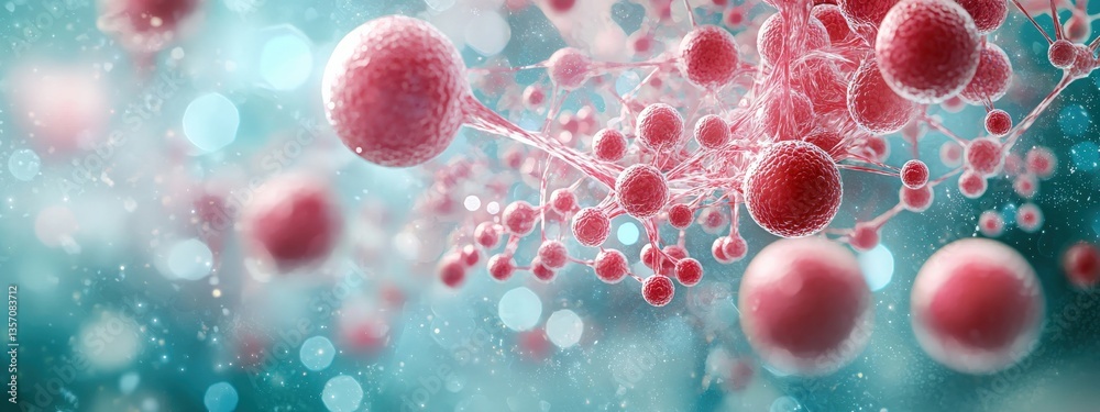 Poster intricate microscopic view of abstract cellular structures