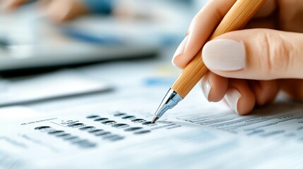 Hand filling out financial form