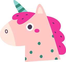 Hand Drawn Cartoon Unicorn Head