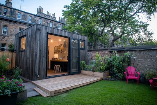 In Melbourne, a modern home extension renovation features the inclusion of a deck, patio, and courtyard area