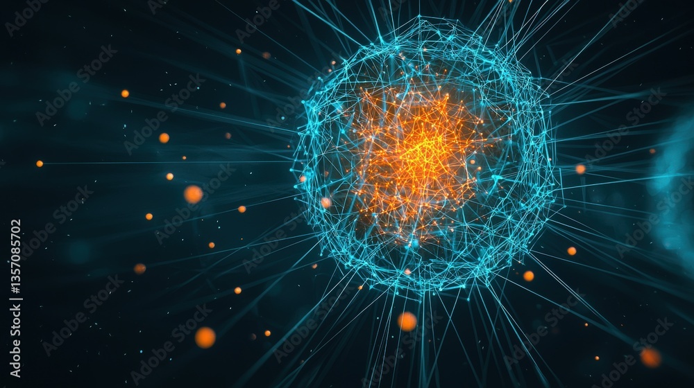 Poster abstract representation of a particle in a digital universe