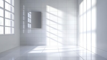 Obraz premium Bright Sunlight In A Minimalist White Room Interior