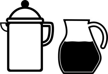 Obraz premium French Press and Coffee Carafe Minimalist Icon, 