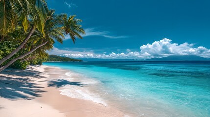 Fototapeta premium tropical beach with palm trees