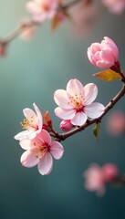 Fototapeta premium Soft pastel flowers on willow branches against blurred background, nature, willow, branch