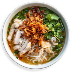 Thai famous street food, Khao Piak Sen with chicken breast