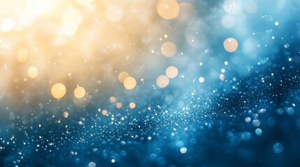 Fototapeta premium a dreamy abstract image, showcasing a bokeh effect with a blend of gold and blue hues, creating an ethereal ambiance