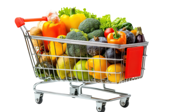 A bountiful shopping cart brimming with fresh produce a celebration of healthy eating and vibrant living bright studio light