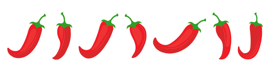 Hot chili pepper collection in a flat design