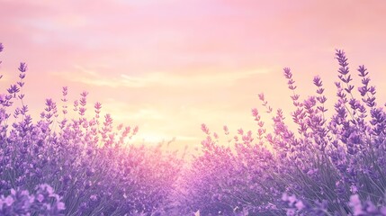 Naklejka premium lavender field at sunset