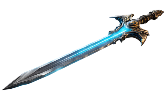 Plasma sword with a glowing energy blade, isolated on a empty plain background
