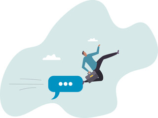 Effective communication for business leader, sending message, announcement or dialog for success, meeting talk or communicate idea .character for design.