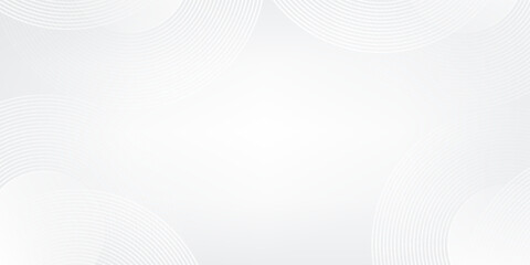 Abstract white glowing geometric lines on gray background. Modern shiny blue circle lines pattern. Futuristic technology concept. Suit for cover, poster, banner, brochure, header