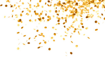 Golden Confetti Falling  on transparent background