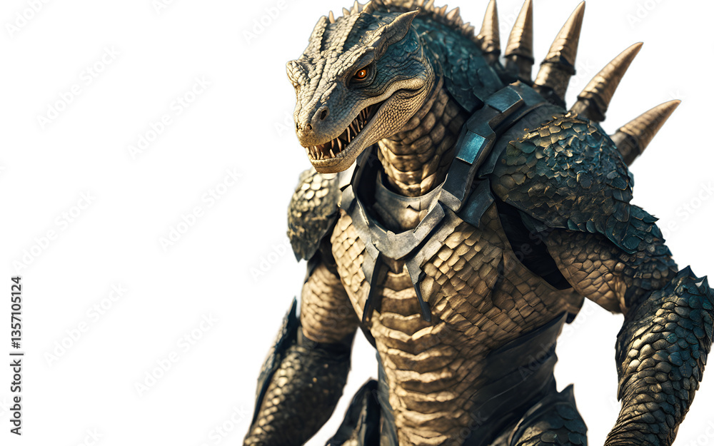 Aufkleber Mutant reptilian warrior with reinforced nano-armor, isolated on a empty plain background